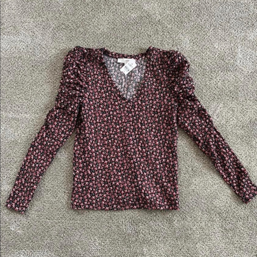 Loft floral puff sleeve top